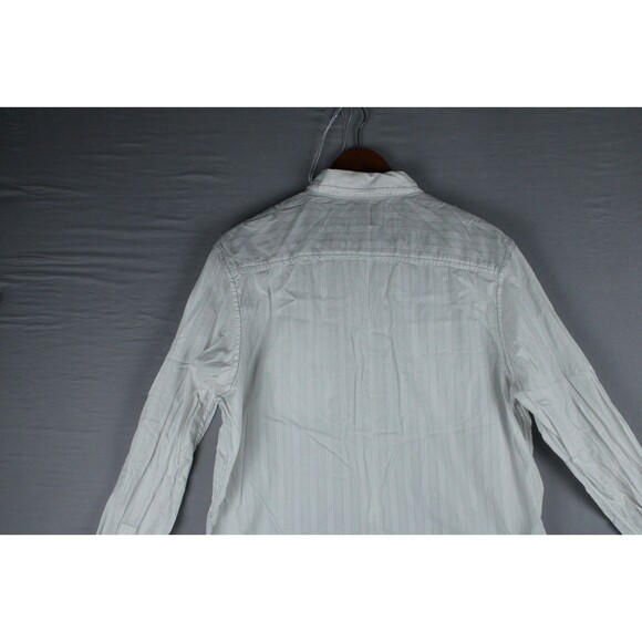 INC Pearl Snap Western Shirt Mens Large Striped White Long Sleeve Roll Up Sleeve - Picture 12 of 15